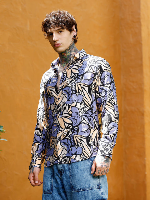 Hooked Cluster-Botanical Imprint Shirt