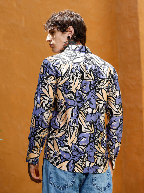 Hooked Cluster-Botanical Imprint Shirt
