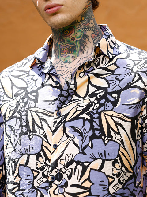 Hooked Cluster-Botanical Imprint Shirt