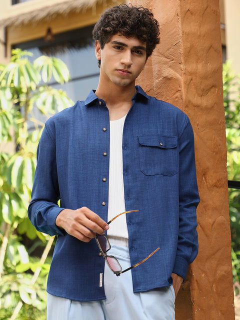 XYNG Solid Dobby Regular Shirt