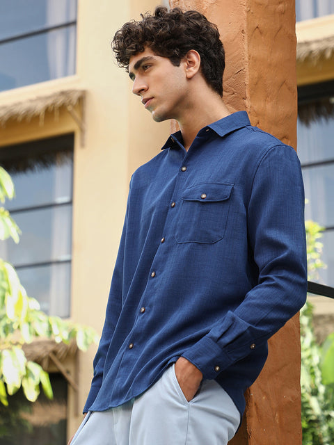 XYNG Solid Dobby Regular Shirt