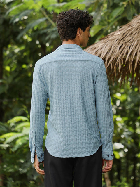 Hooked Basket-Knit Jacquard Shirt