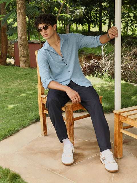Hooked Basket-Knit Jacquard Shirt