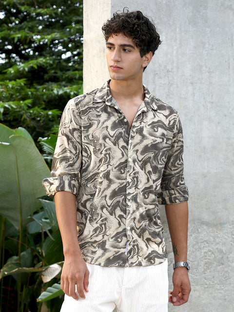 Interim Fluid-Marble Textured Shirt