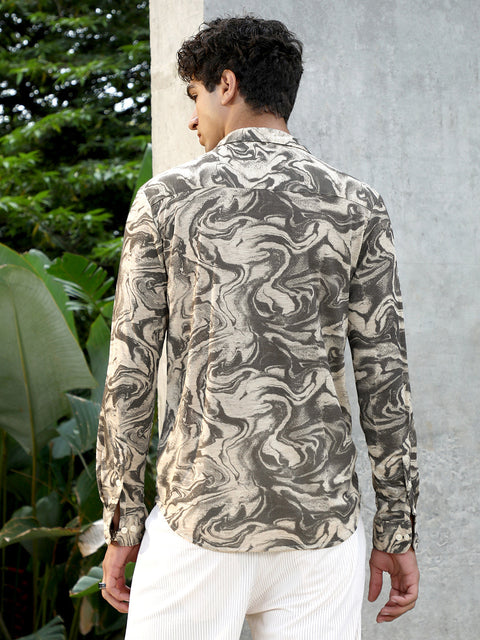 Interim Fluid-Marble Textured Shirt
