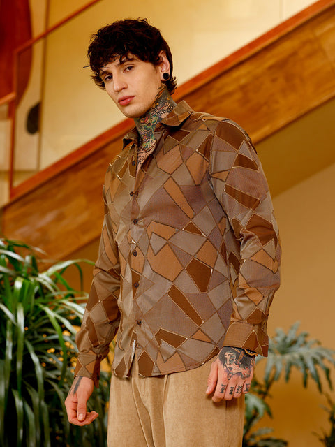 Just Be Block-Geometric Jacquard Shirt