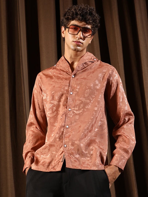 Hooked Flake-Jacquard Satin Shirt