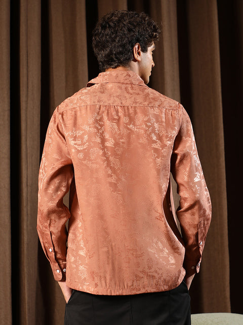 Hooked Flake-Jacquard Satin Shirt
