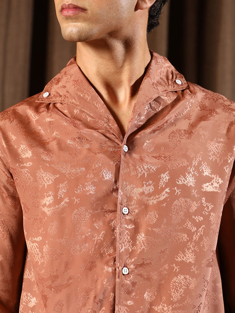 Hooked Flake-Jacquard Satin Shirt