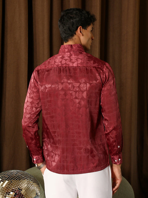 OneKind Semicurve-Jacquard Satin Shirt