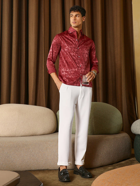 Hooked Semicurve-Jacquard Satin Shirt