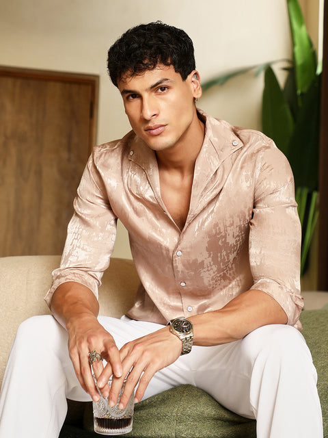 Hooked Droplet-Jacquard Satin Shirt