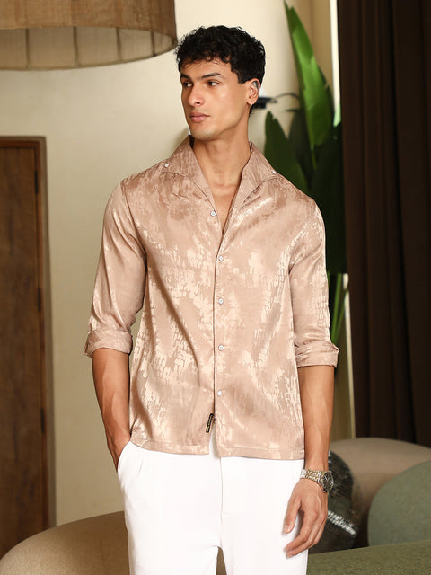 OneKind Droplet-Jacquard Satin Shirt