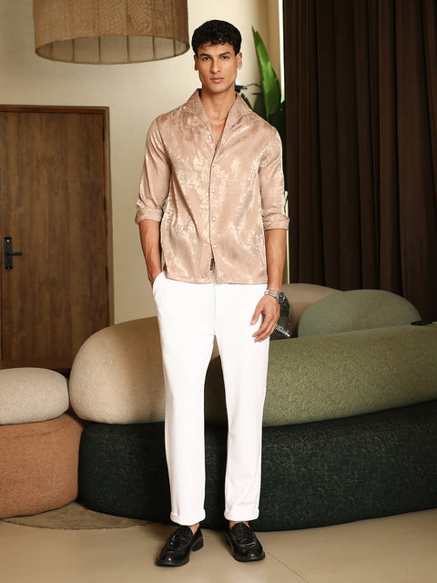 OneKind Droplet-Jacquard Satin Shirt