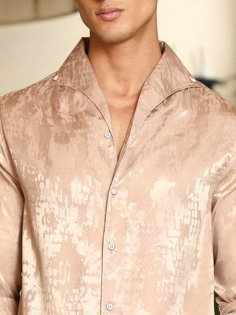 Hooked Droplet-Jacquard Satin Shirt