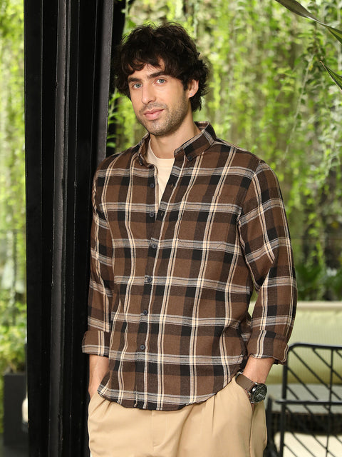 Take 2 Button-Down Ombre-Plaid Shirt