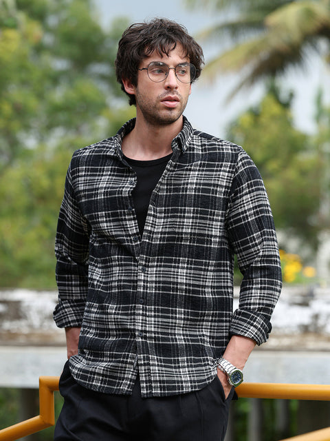 Chaos Button-Down Static-Plaid Shirt