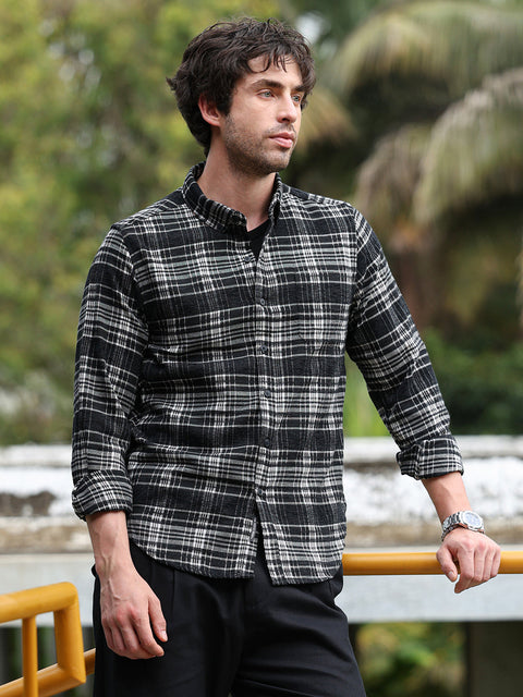 Chaos Button-Down Static-Plaid Shirt