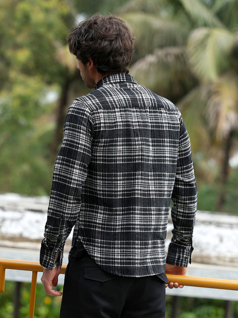 Chaos Button-Down Static-Plaid Shirt