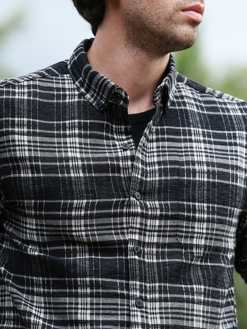 Chaos Button-Down Static-Plaid Shirt