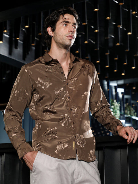 Runway Gods Roses-Jacquard Satin Shirt