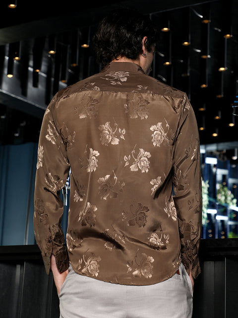 Runway Gods Roses-Jacquard Satin Shirt