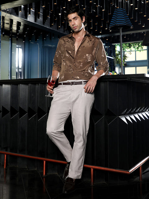 Runway Gods Roses-Jacquard Satin Shirt