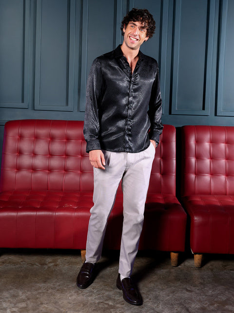 Take Two Men Shirt Reptilia Satin-Jacquard Shirt