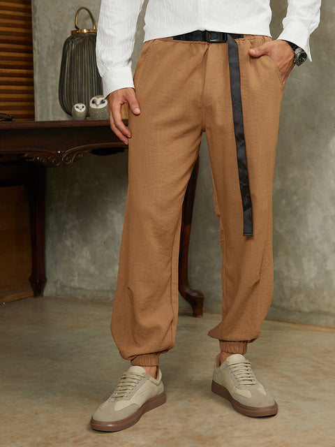 OneKind Solid Belted Cargo Pants