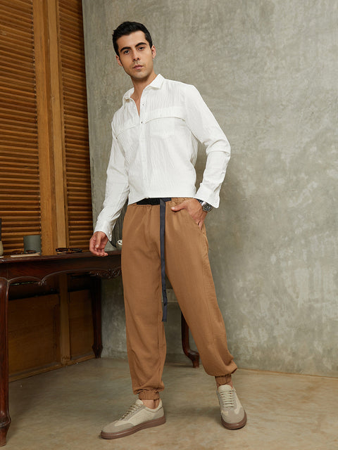 OneKind Solid Belted Cargo Pants