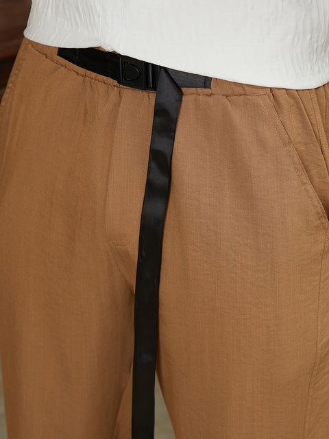 OneKind Solid Belted Cargo Pants