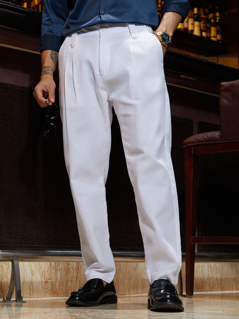 Face Card Ribbed-Pleated Chino Trousers