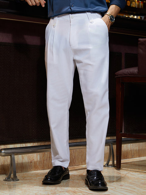 Face Card Ribbed-Pleated Chino Trousers