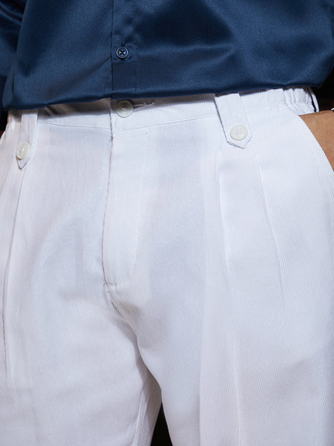 Face Card Ribbed-Pleated Chino Trousers
