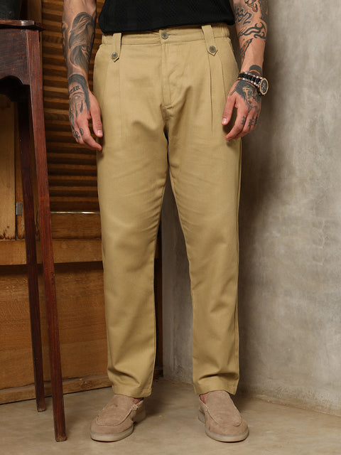 Game Face Ribbed-Pleated Chino Trousers