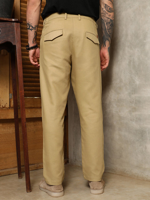 Game Face Ribbed-Pleated Chino Trousers