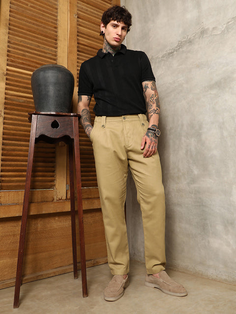 Game Face Ribbed-Pleated Chino Trousers