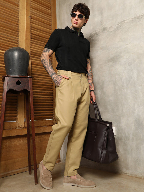 Game Face Ribbed-Pleated Chino Trousers