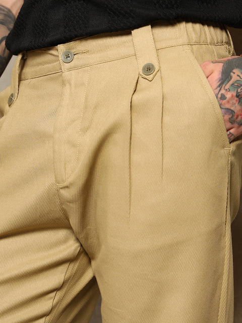 Game Face Ribbed-Pleated Chino Trousers