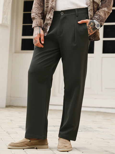 Just Be Pleated-Straight Tailored Trousers