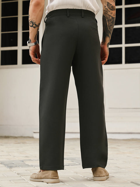 Just Be Pleated-Straight Tailored Trousers
