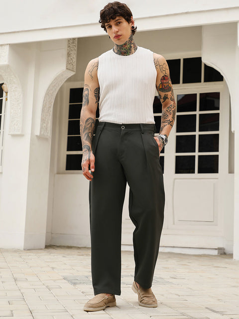 Just Be Pleated-Straight Tailored Trousers