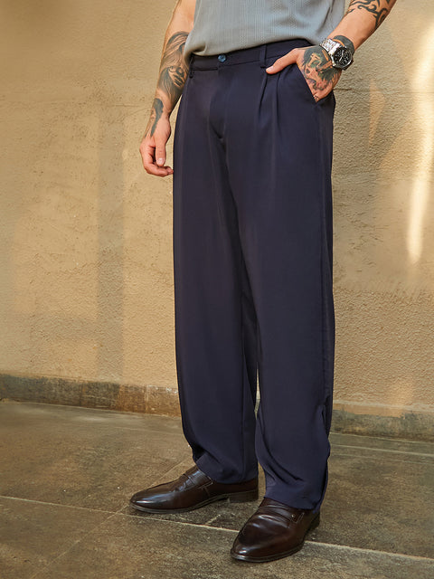 Face Card Straight-Cuffed Pleated Trousers