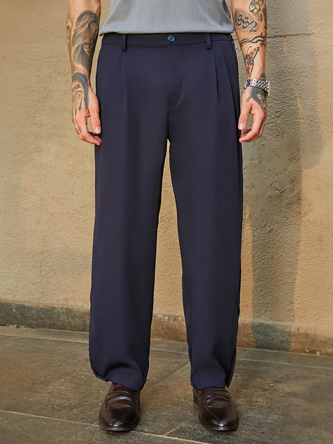 Face Card Straight-Cuffed Pleated Trousers