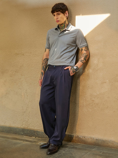 Face Card Straight-Cuffed Pleated Trousers