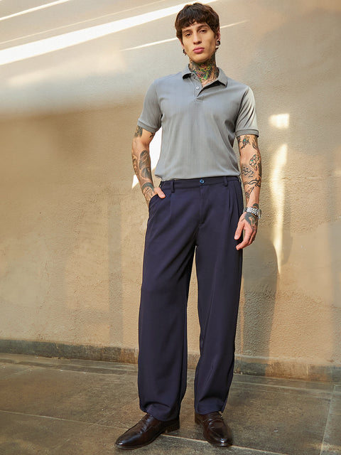 Face Card Straight-Cuffed Pleated Trousers
