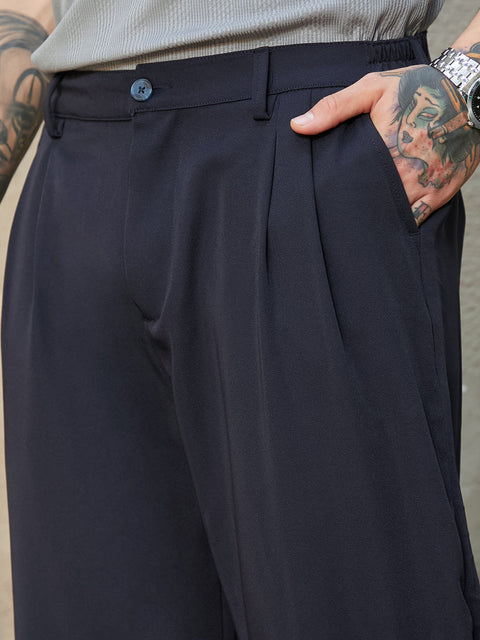 Face Card Straight-Cuffed Pleated Trousers