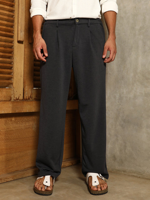 Behookd Micro-Waffle Straight-Leg Trousers