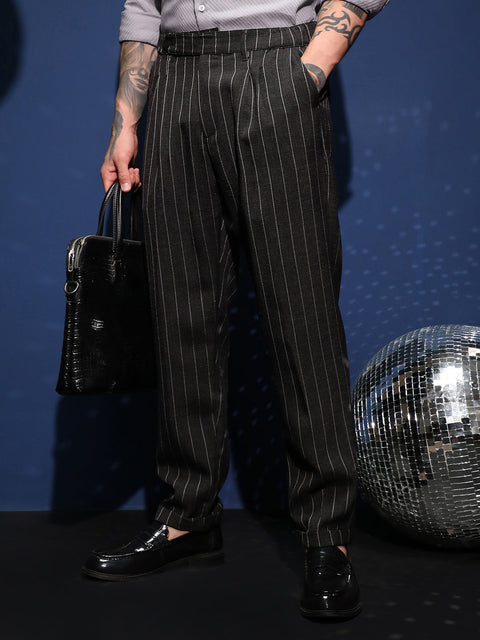 CAHOOT Lightweight - Pinstripe-Pleated Chino Trousers