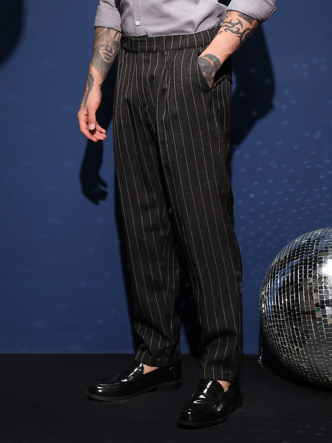 CAHOOT Lightweight - Pinstripe-Pleated Chino Trousers